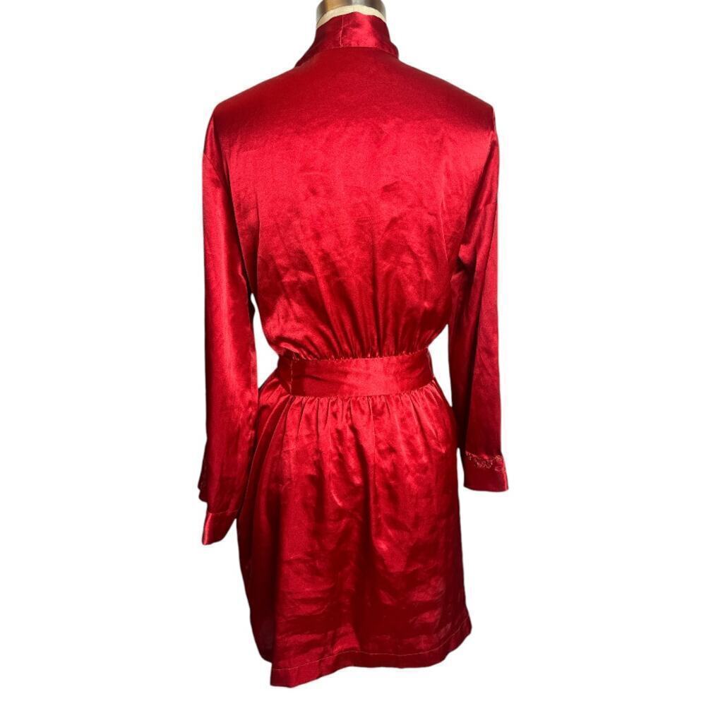 Morgan Taylor Red Faux Silk Robe Women's Size S - Picture 3 of 6
